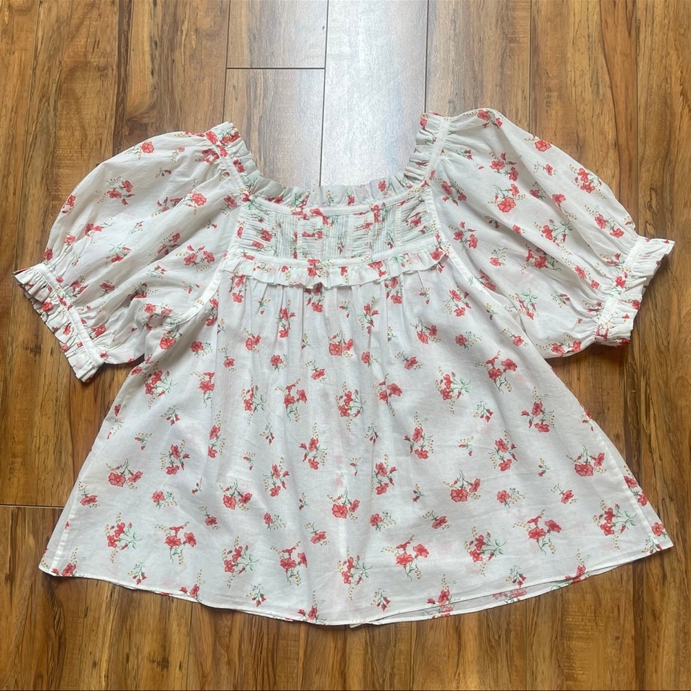 DOEN Farley Top in Sweet Abelia Floral Cottagecore Coquette PuffSleeve Top S - Picture 4 of 12